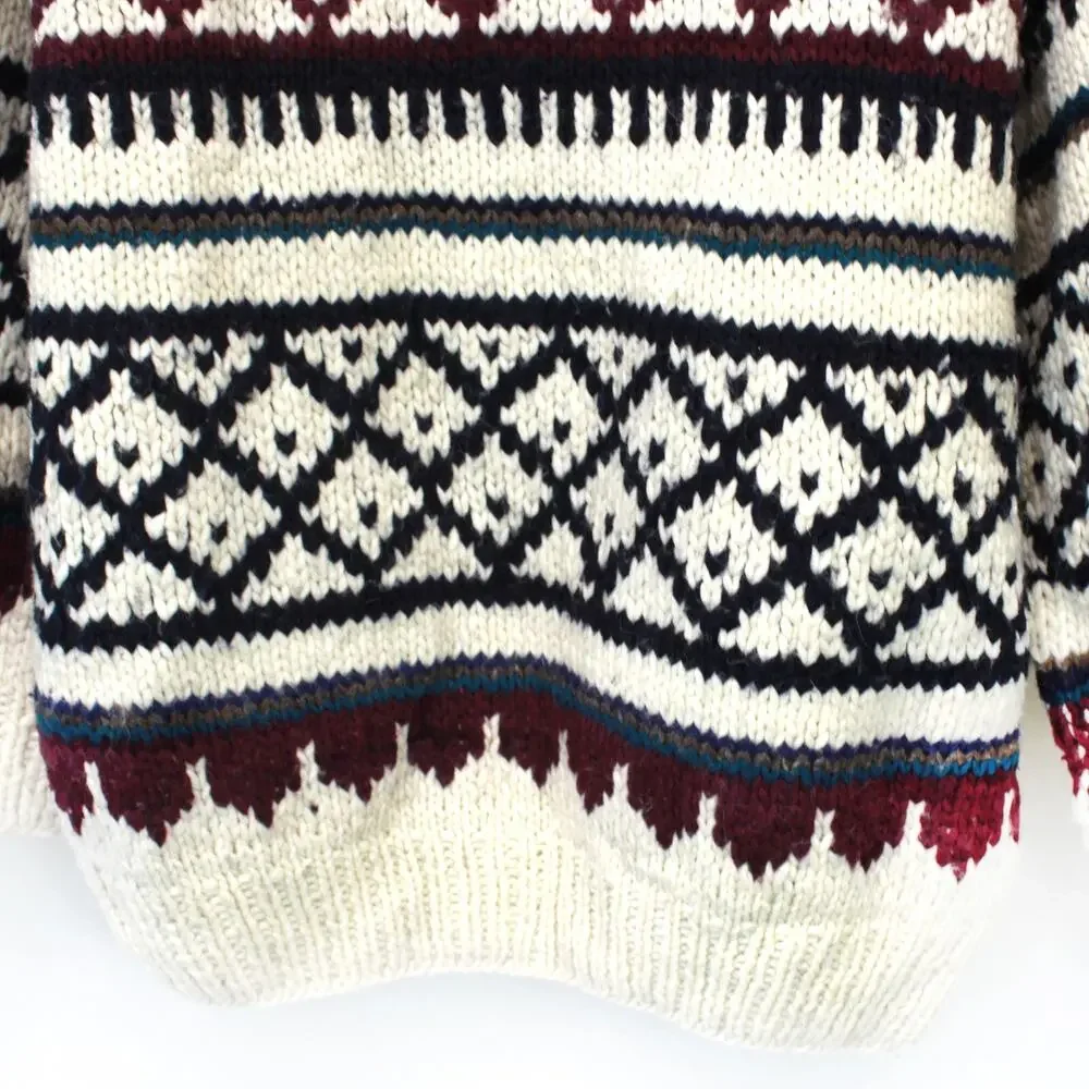 Door to the World Vintage Wool Fishermen Chunky Knit Pullover Sweater One Size